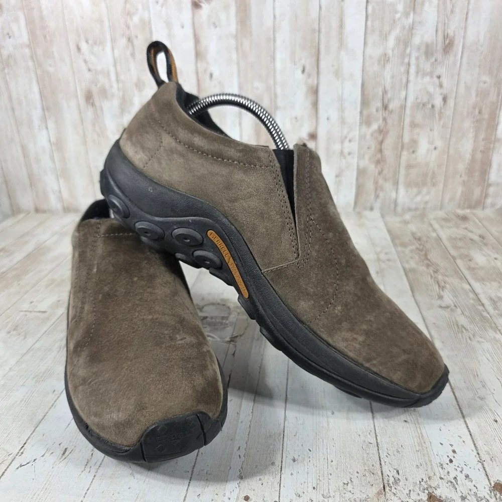 Merrell Jungle Moc Gunsmoke Brown Suede Slip On Hiking‎ Shoes Mens 9.5 J60788